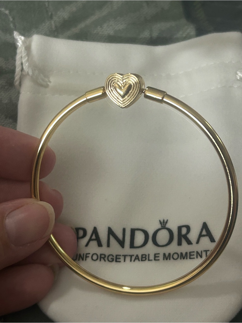 authentic pandora bracelet Radiating Heart Clasp Bangle 14k gold plating - Picture 6 of 9
